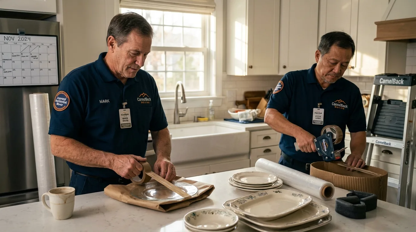 Professional crew packing kitchen dishware in Olathe, KS